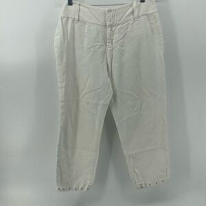 rag & bone. Women's Cream Cropped Pants with Snap Hem